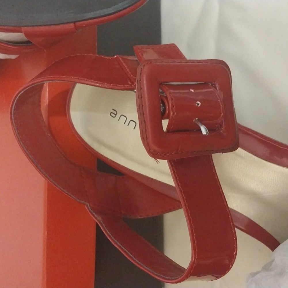 ANN Marino open toe Ankle Strap W/big buckle.Patent Leather. 4"Heels. - Picture 6 of 7